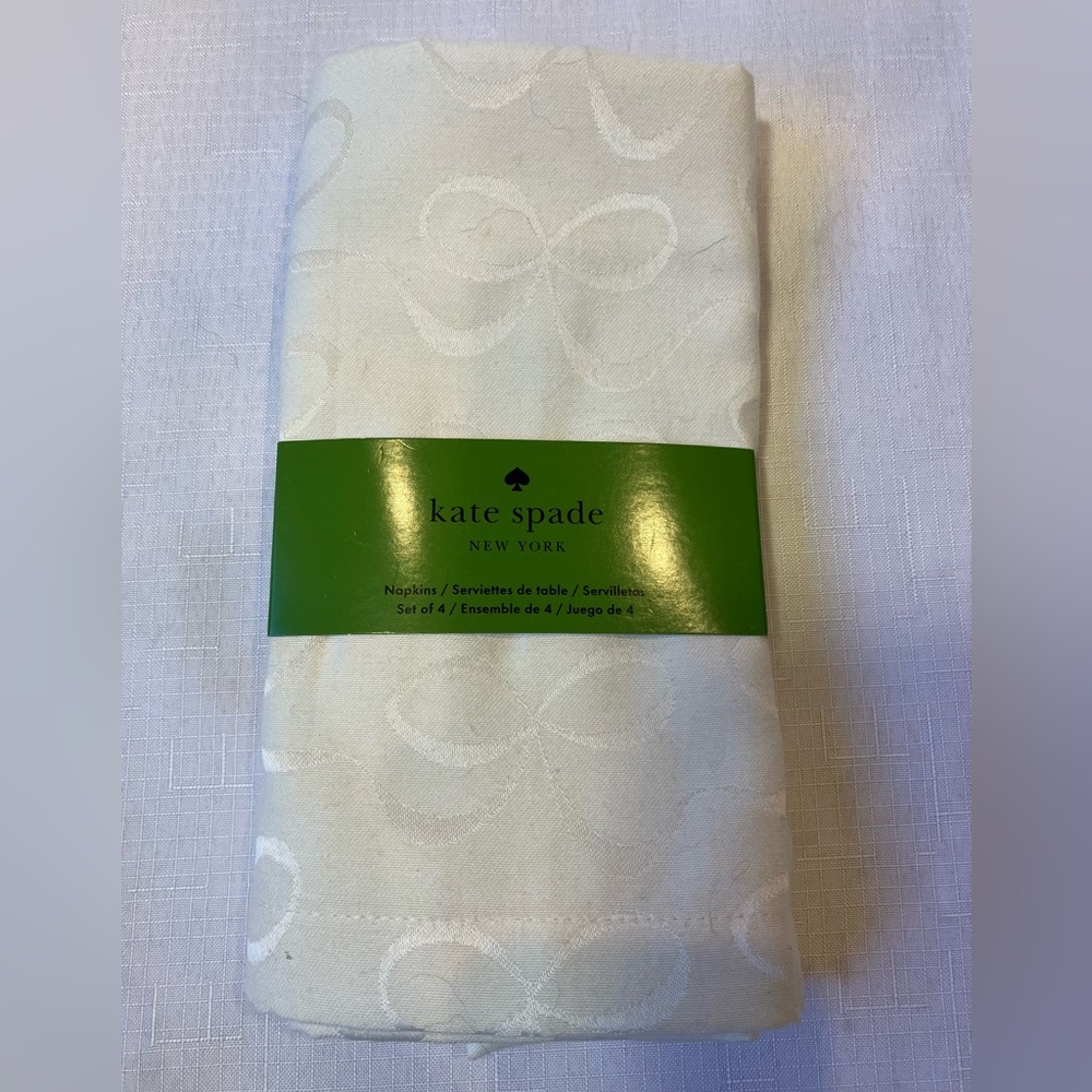 NEW Kate Spade Monochromatic BOWS CLOTH NAPKINS Set/4